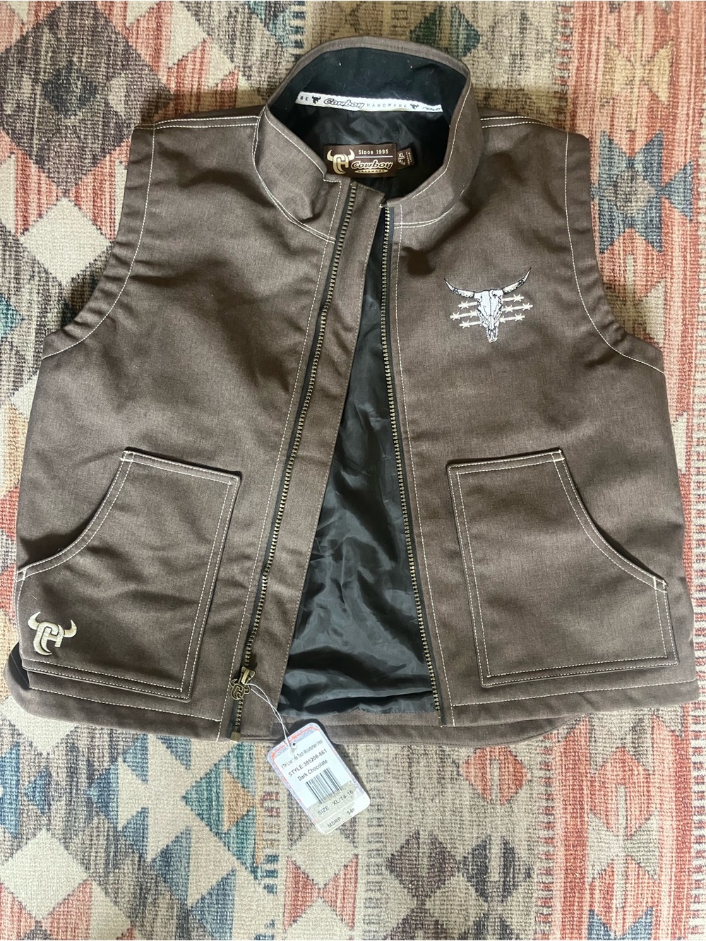 Cowboy Hardware Kids Brown Zip-Front Vest